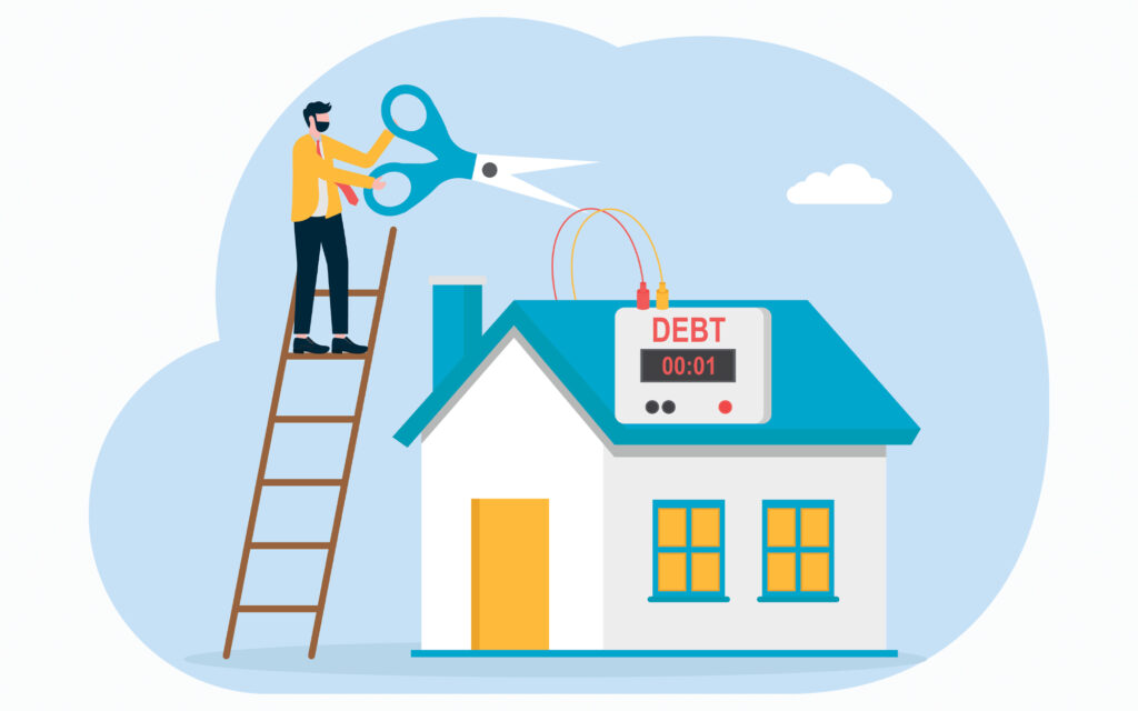 Stressed homeowner reviewing bills — showing how debt consolidation solutions can help manage mortgage arrears and regain financial stability.