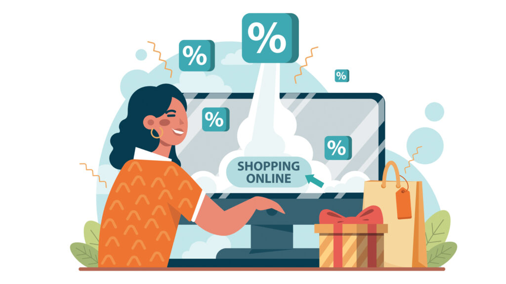 Person shopping online, illustrating how browsing can lead to impulse spending and unplanned purchases.