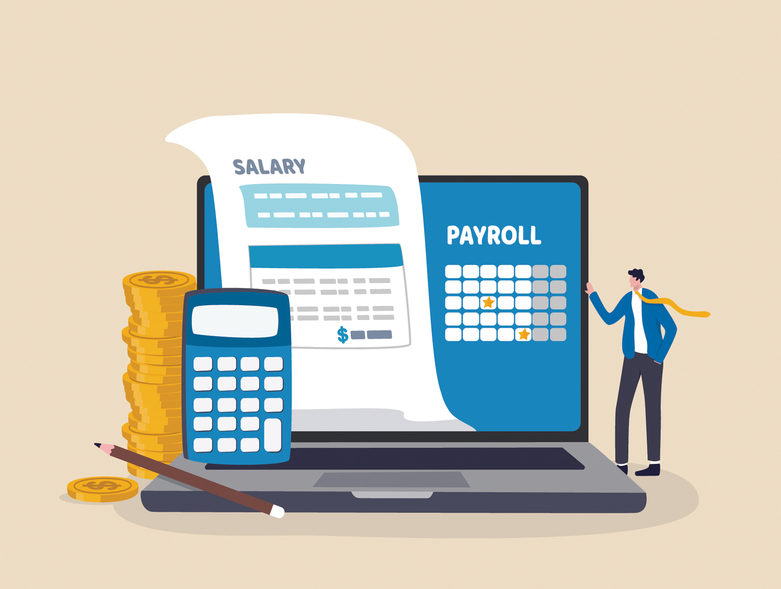 Illustration of a salary increase and payroll, showing how earning more money can contribute to lifestyle creep if spending rises with income.